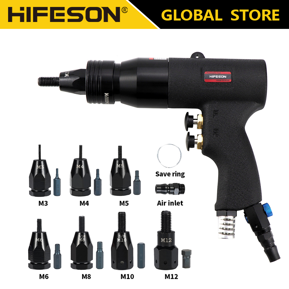 Rivet Setter Tool - HIFESON pistol paku keling pneumatik Self-Lock,