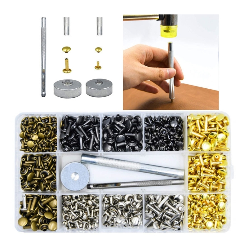 180set paku keling kulit 6mm/8 - Rivet Setter Tool ulasan dan harga